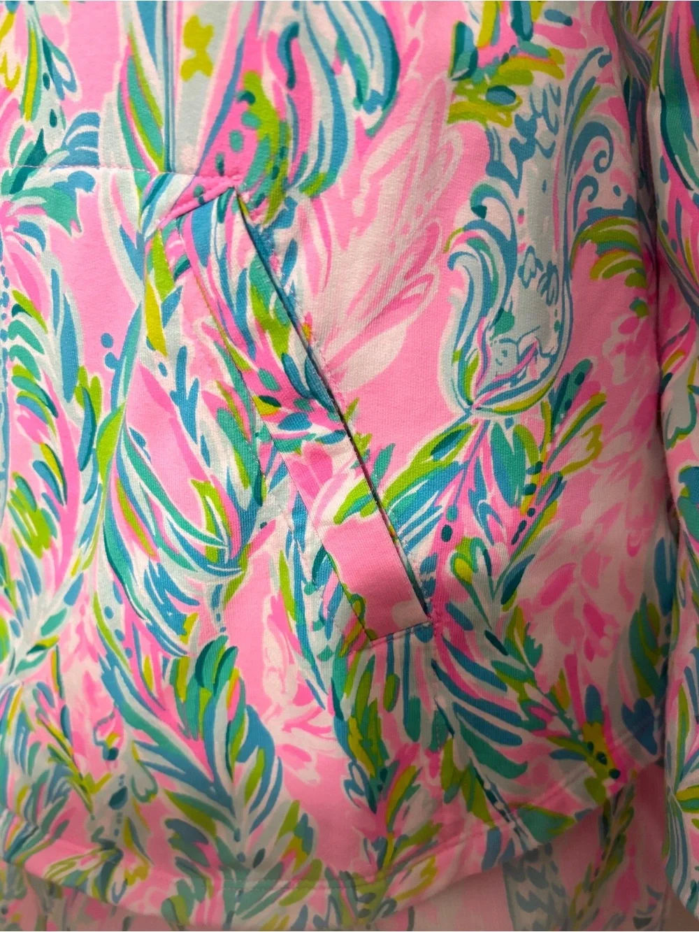 Lilly Pulitzer Pink/Multicolor Palm Print Half-Zip Skipper Popover top and skort